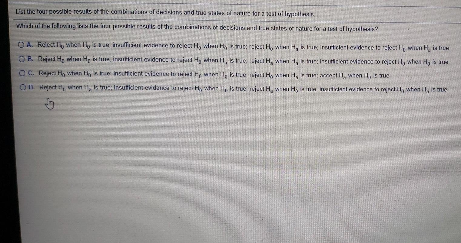 Solved List the four possible results of the combinations of | Chegg.com