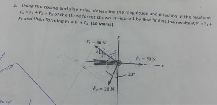 Solved 1. Using the cosine and sine rules, determine the | Chegg.com