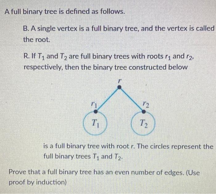 Solved A full binary tree is defined as follows. B. A single | Chegg.com