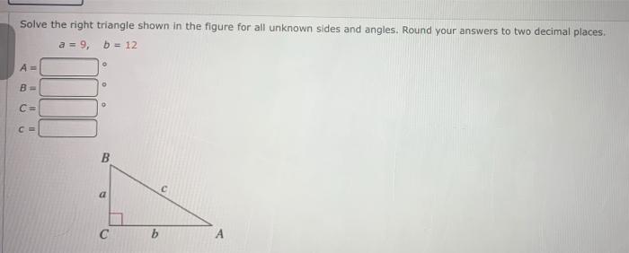 Solved Solve the right triangle shown in the figure for all | Chegg.com
