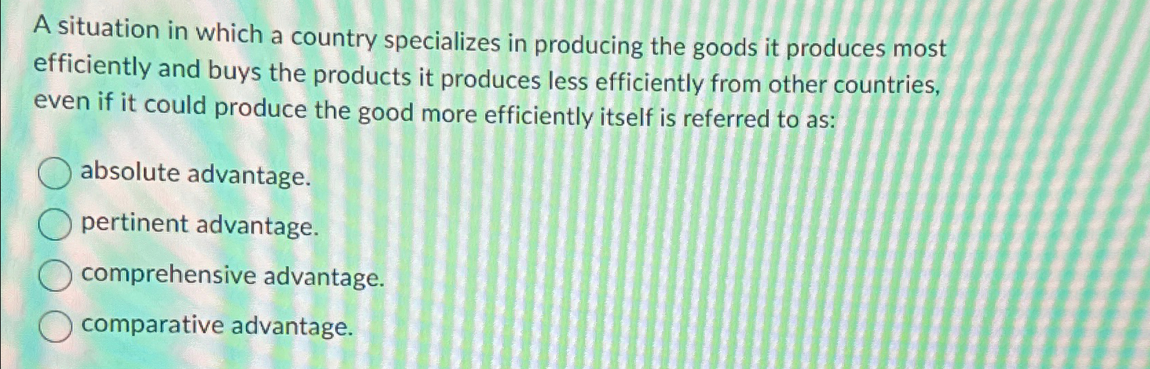 A situation in which a country specializes in | Chegg.com