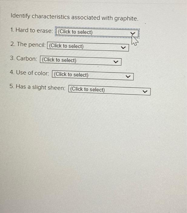 Solved Identify characteristics associated with graphite. 1. | Chegg.com