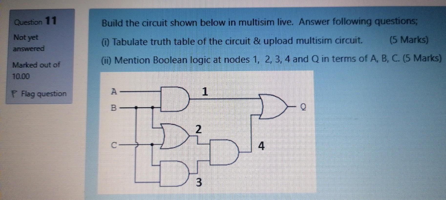 Solved Question 11 Build the circuit shown below in multisim | Chegg.com