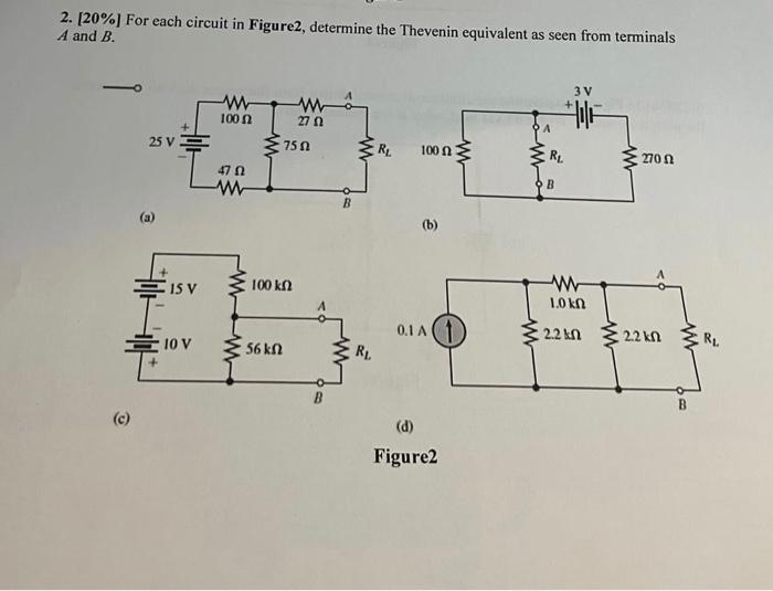 Solved 2. [20\%] For each circuit in Figure2, determine the | Chegg.com