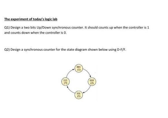 Solved The experiment of today's logic lab Q1) Design a two | Chegg.com