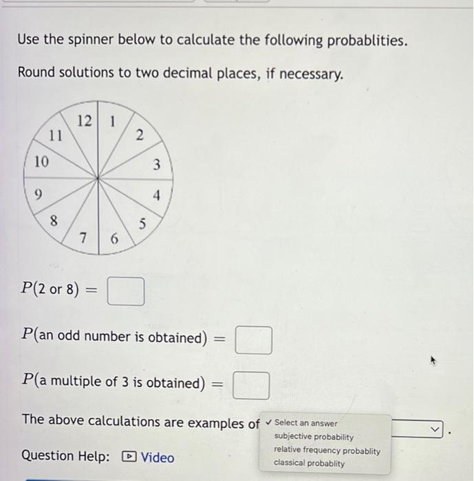 Solved Use the spinner below to calculate the following | Chegg.com