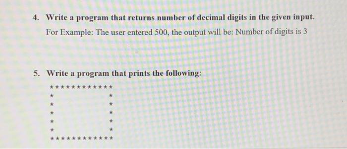 Solved 4. Write a program that returns number of decimal | Chegg.com