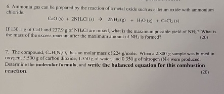 Solved Ammonia gas can be prepared by the reaction of a | Chegg.com