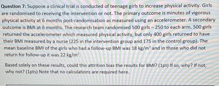 Solved Question 7: Suppose a clinical trial is conducted of | Chegg.com