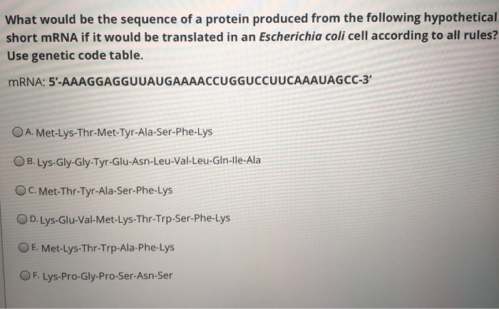 Solved What would be the sequence of a protein produced from | Chegg.com