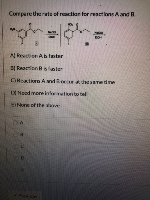 Solved Compare the rate of reaction for reactions A and B. | Chegg.com