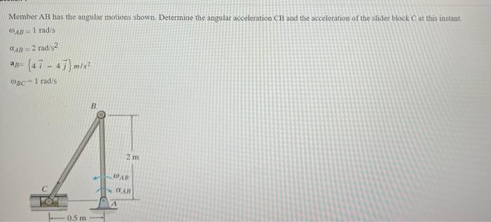 Solved Member AB Has The Angular Motions Shown. Determine | Chegg.com