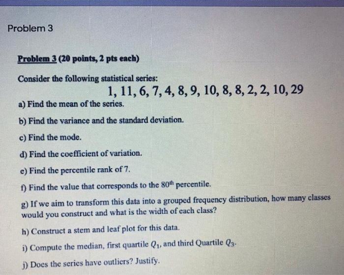 Solved Problem 3 Problem 3 (20 points, 2 pts each) Consider | Chegg.com