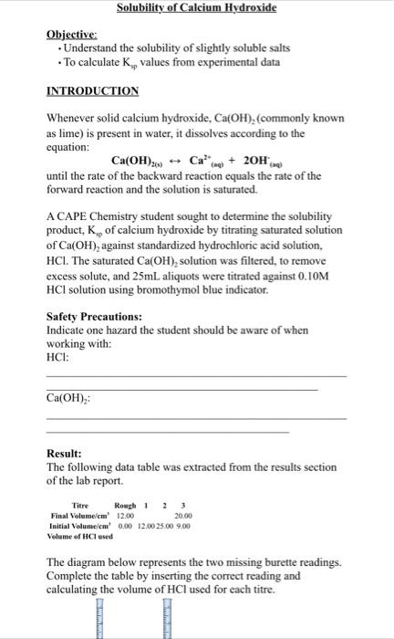 experiment 17 solubility of calcium hydroxide