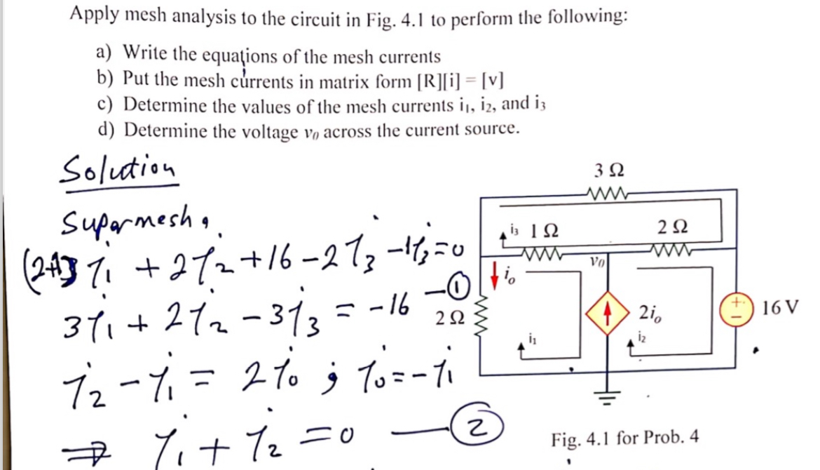Solved Apply mesh analysis to the circuit in Fig. 4.1 ﻿to | Chegg.com