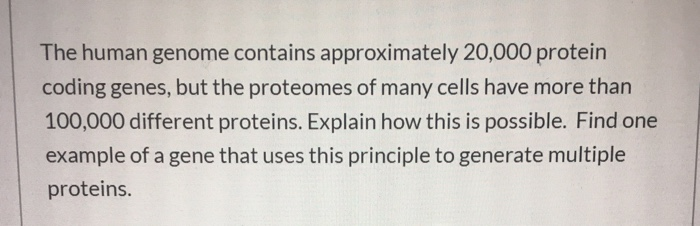 Solved The Human Genome Contains Approximately 20,000 | Chegg.com