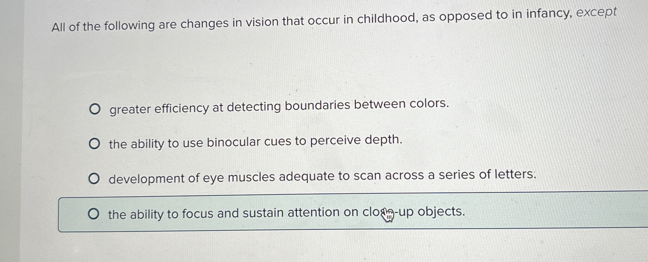 Solved All of the following are changes in vision that occur | Chegg.com