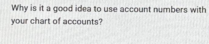 Solved Why is it a good idea to use account numbers with | Chegg.com