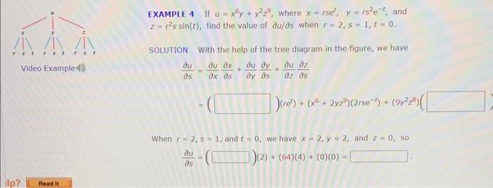 Solved Exampie 4 If U X6y Y2z9 Where X Rset Y Rs2e−t And