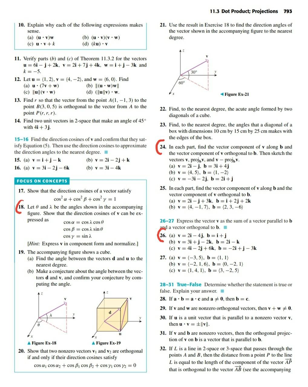 Solved 11 3 Dot Product Projections 793 10 Explain Why Chegg Com