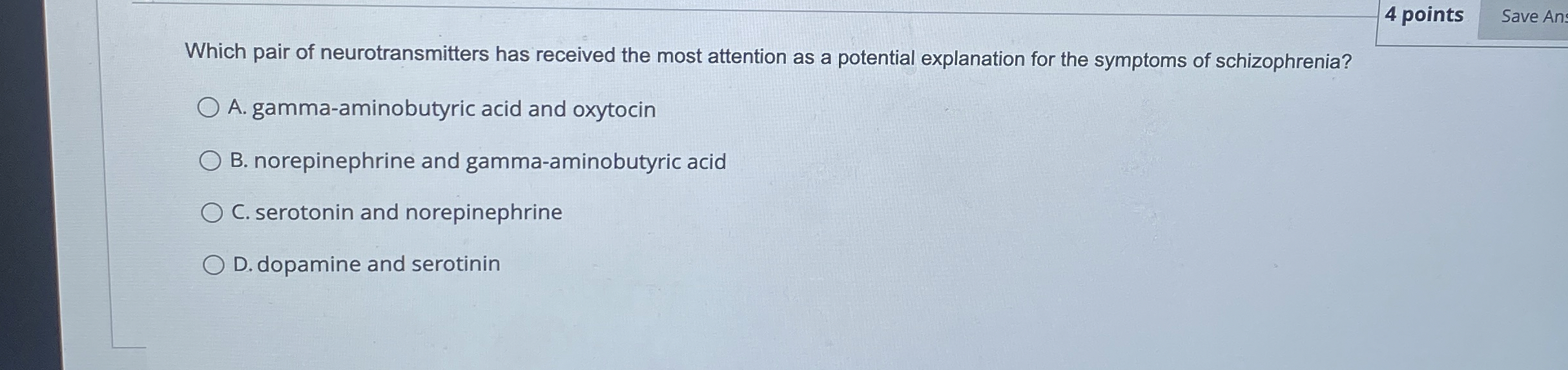Solved 4 ﻿pointsWhich pair of neurotransmitters has received | Chegg.com