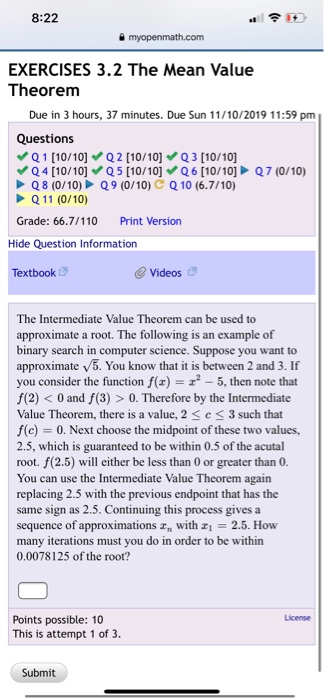 Solved 822 Aa Myopenmathcom Due In 3 Hours 39 Minutes