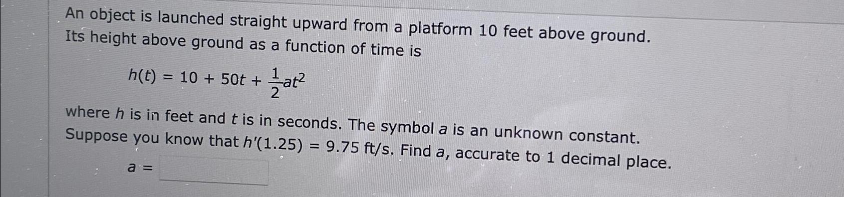 Solved An object is launched straight upward from a platform | Chegg.com