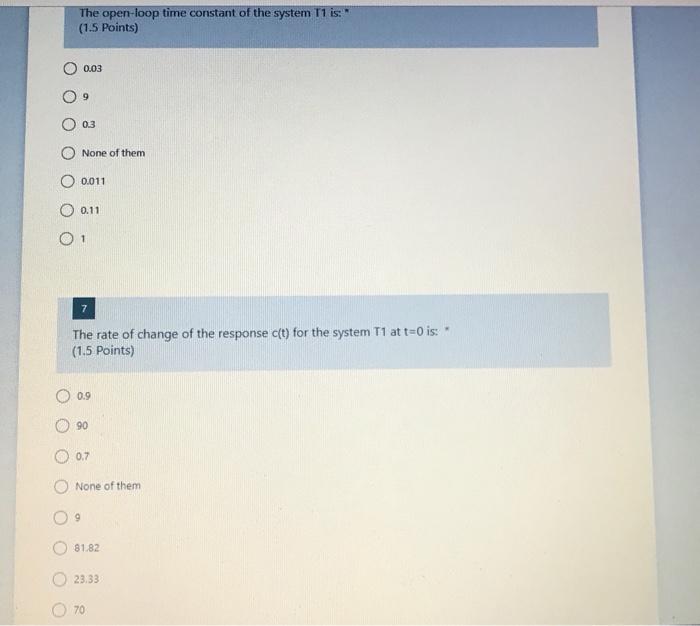 Solved The openloop time constant of the system T1 is (1.5