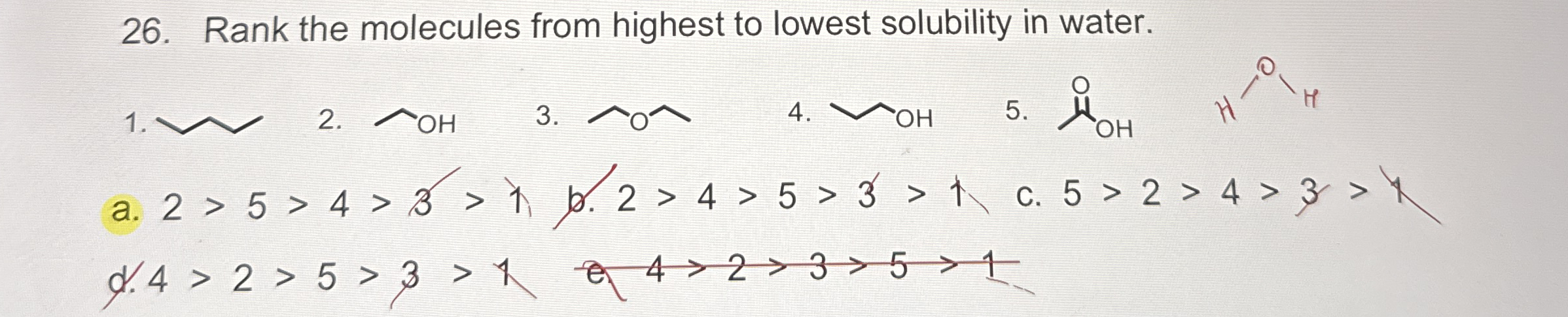 Solved Rank the molecules from highest to lowest solubility | Chegg.com