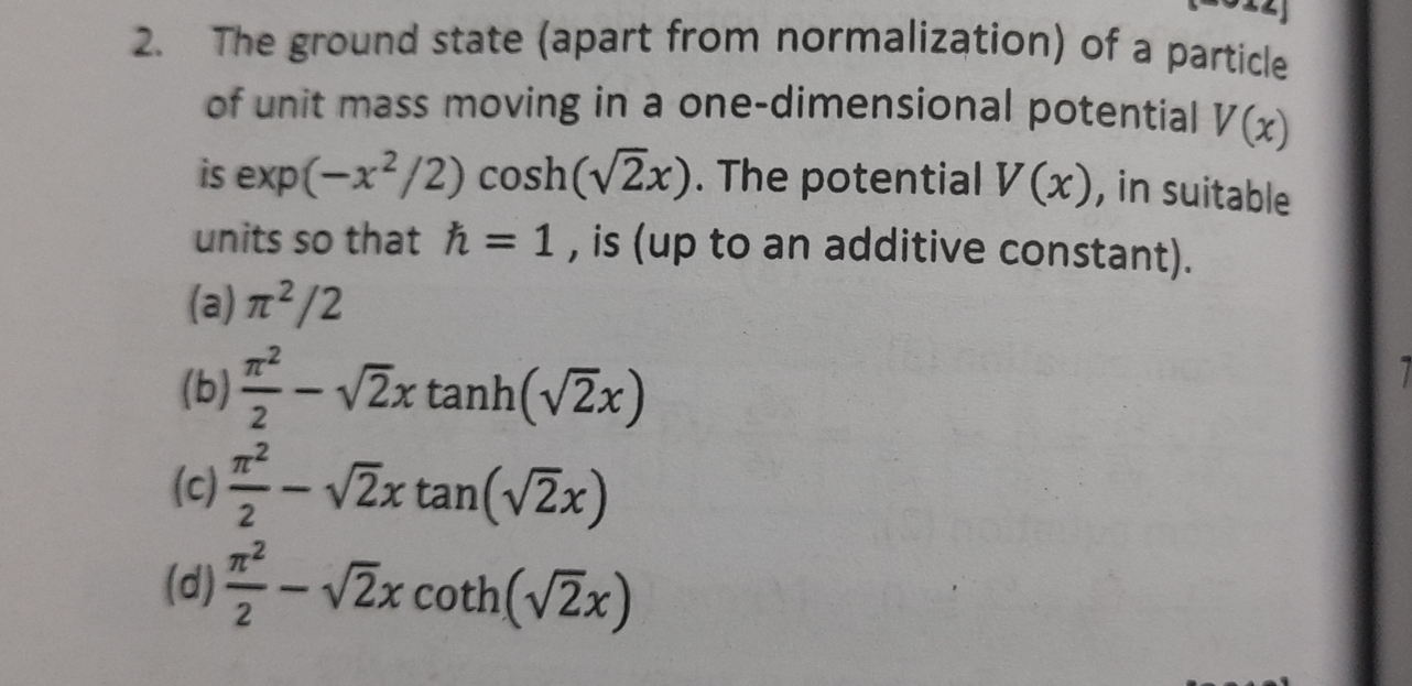 Solved The ground state (apart from normalization) ﻿of a | Chegg.com