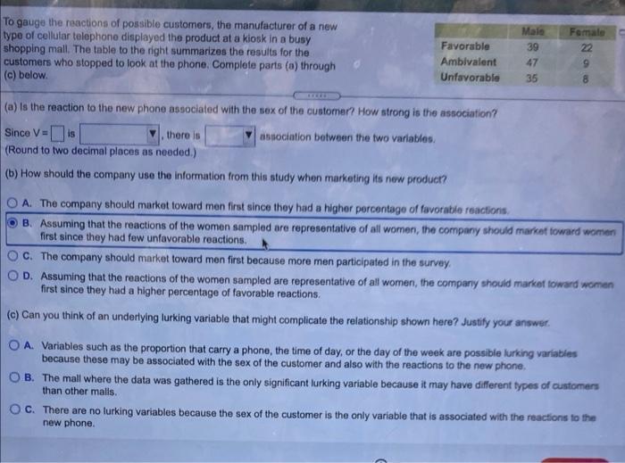 Solved To gauge the reactions of possible customers, the