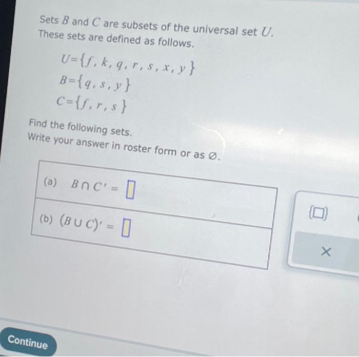 Solved Sets B And C Are Subsets Of The Universal Set U. | Chegg.com