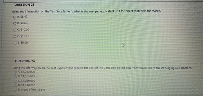Solved Use the Following Information for Questions 21-25 | Chegg.com