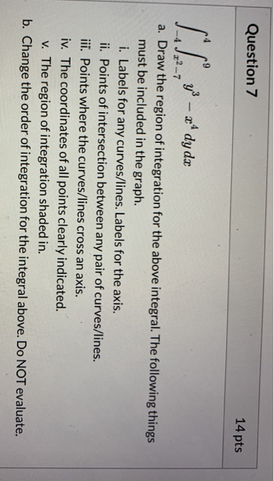 Solved Question 7 14 pts 22-7 a. Draw the region of | Chegg.com