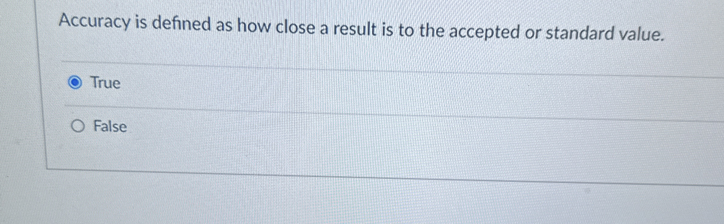 Solved Accuracy is defined as how close a result is to the | Chegg.com