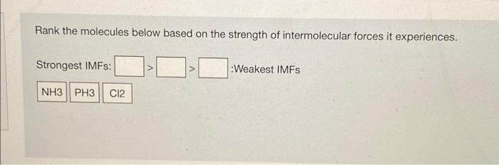 Solved Rank the molecules below based on the strength of | Chegg.com