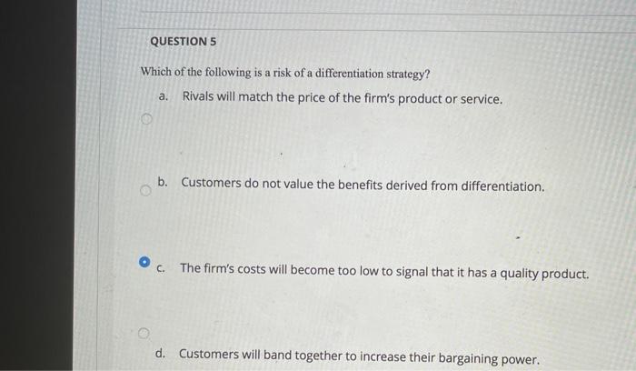 Solved QUESTIONS Which Of The Following Is A Risk Of A | Chegg.com