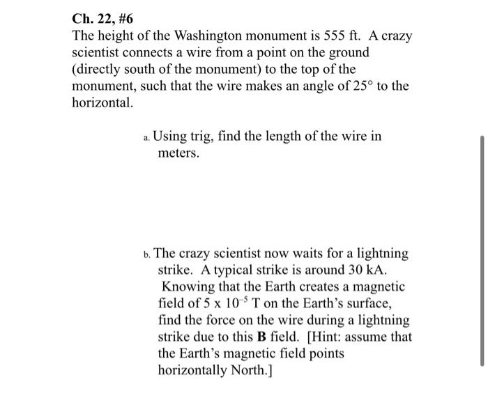Solved Ch. 22, #6 The height of the Washington monument is | Chegg.com