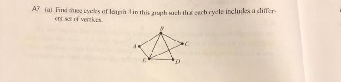 Solved AZ (a) Find three cycles of length 3 in this graph | Chegg.com