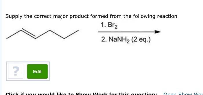 Supply The Correct Major Product Formed From The Following Reaction
