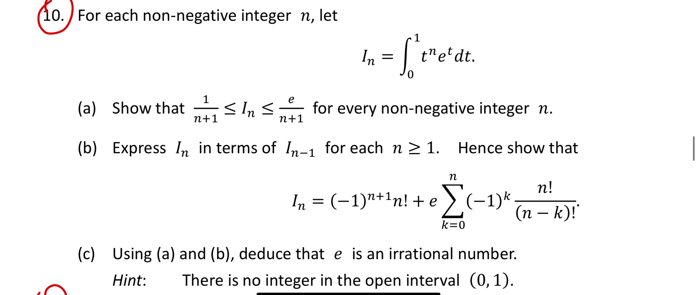 (10.) ﻿For Each Non-negative Integer N, | Chegg.com