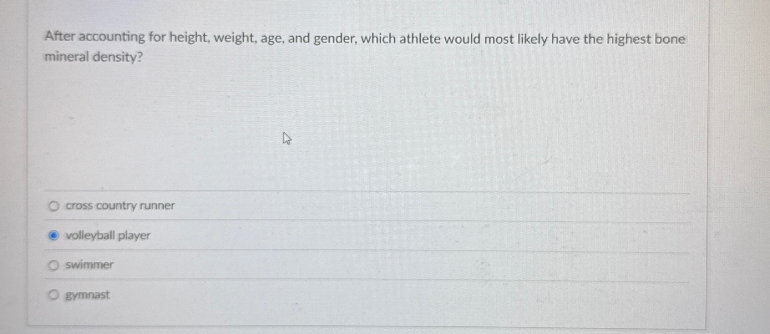 Solved After accounting for height, weight, age, and gender,