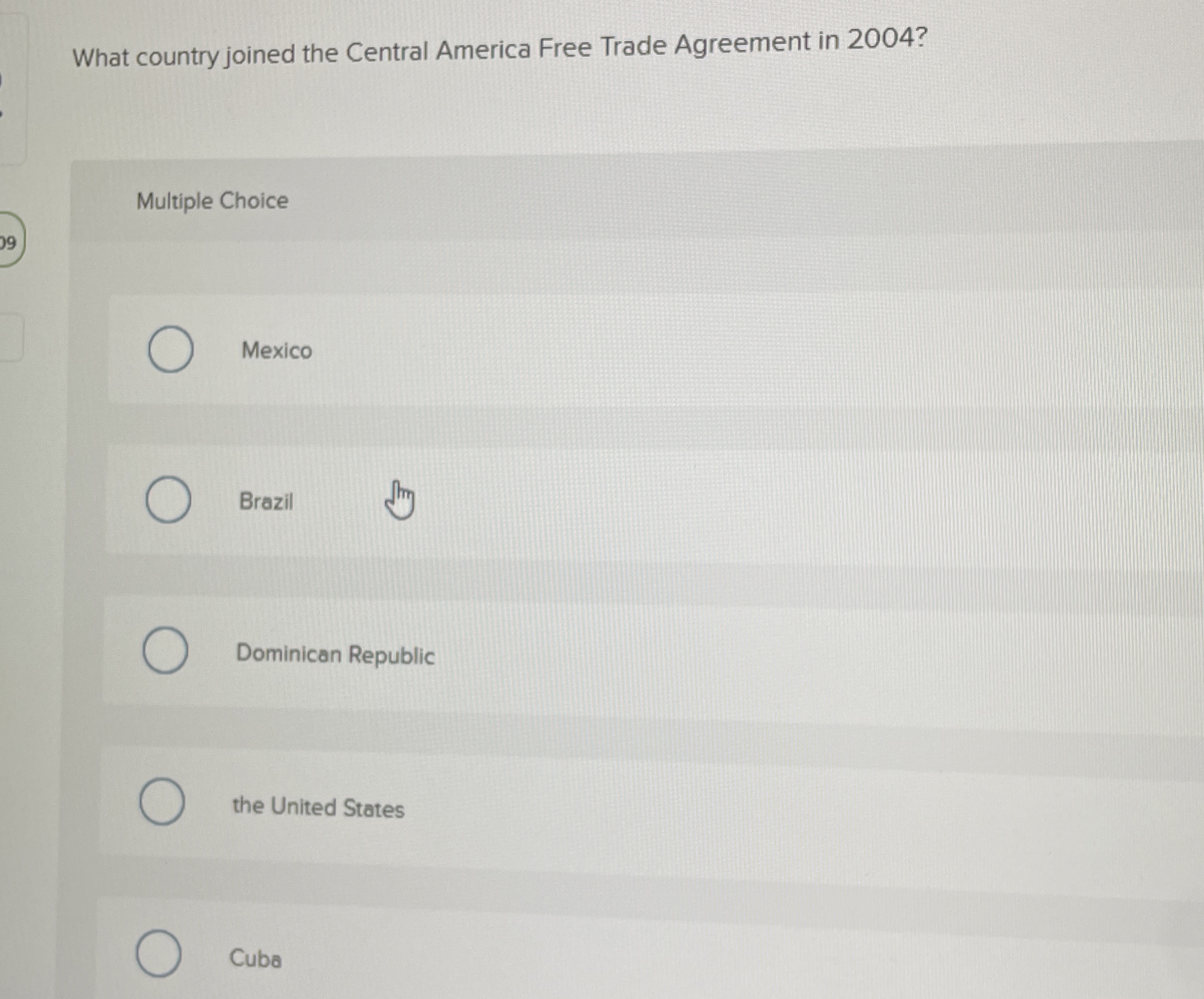 Solved What country joined the Central America Free Trade | Chegg.com