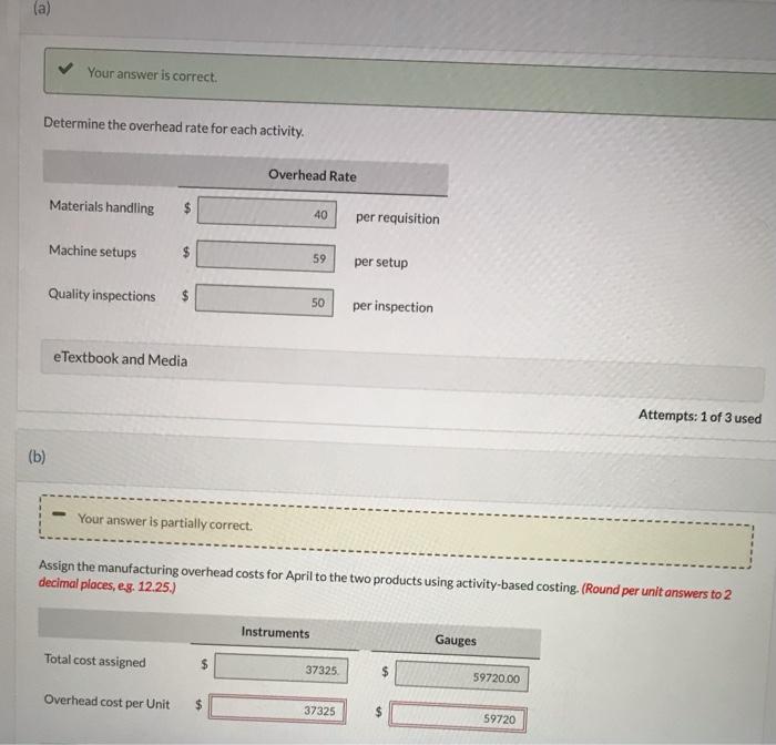 Solved Your Answer Is Correct. Determine The Overhead Rate | Chegg.com