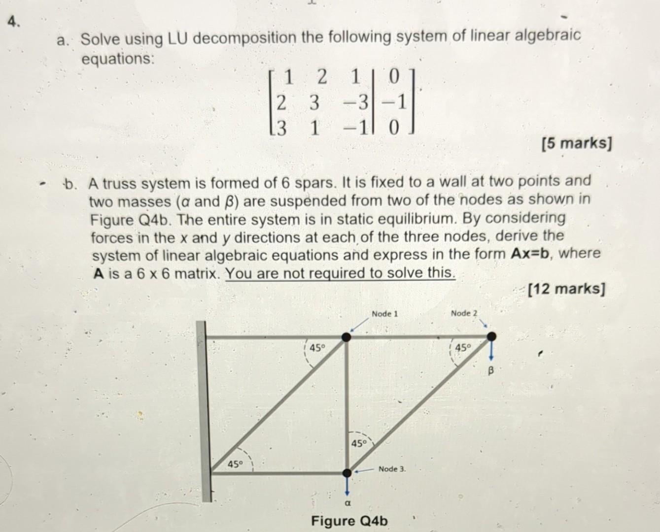 Solved Solve using LU decomposition the following system of | Chegg.com