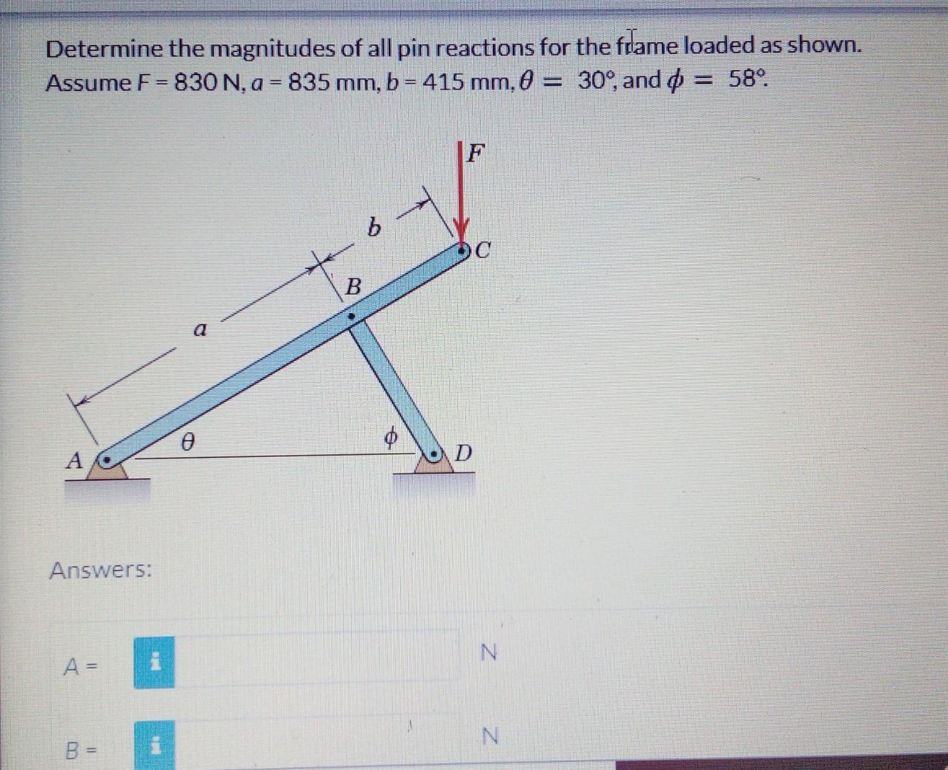 Solved Determine the magnitudes of all pin reactions for the | Chegg.com