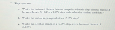 Solved Slope questions:a. ﻿What is the horizontal distance | Chegg.com