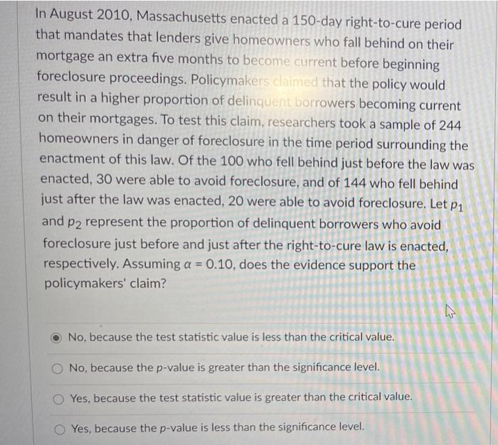 Solved In August 2010 Massachusetts Enacted A 150 day Chegg