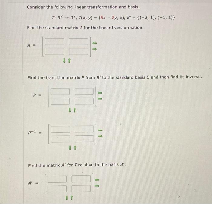 Solved Consider the following linear transformation and | Chegg.com