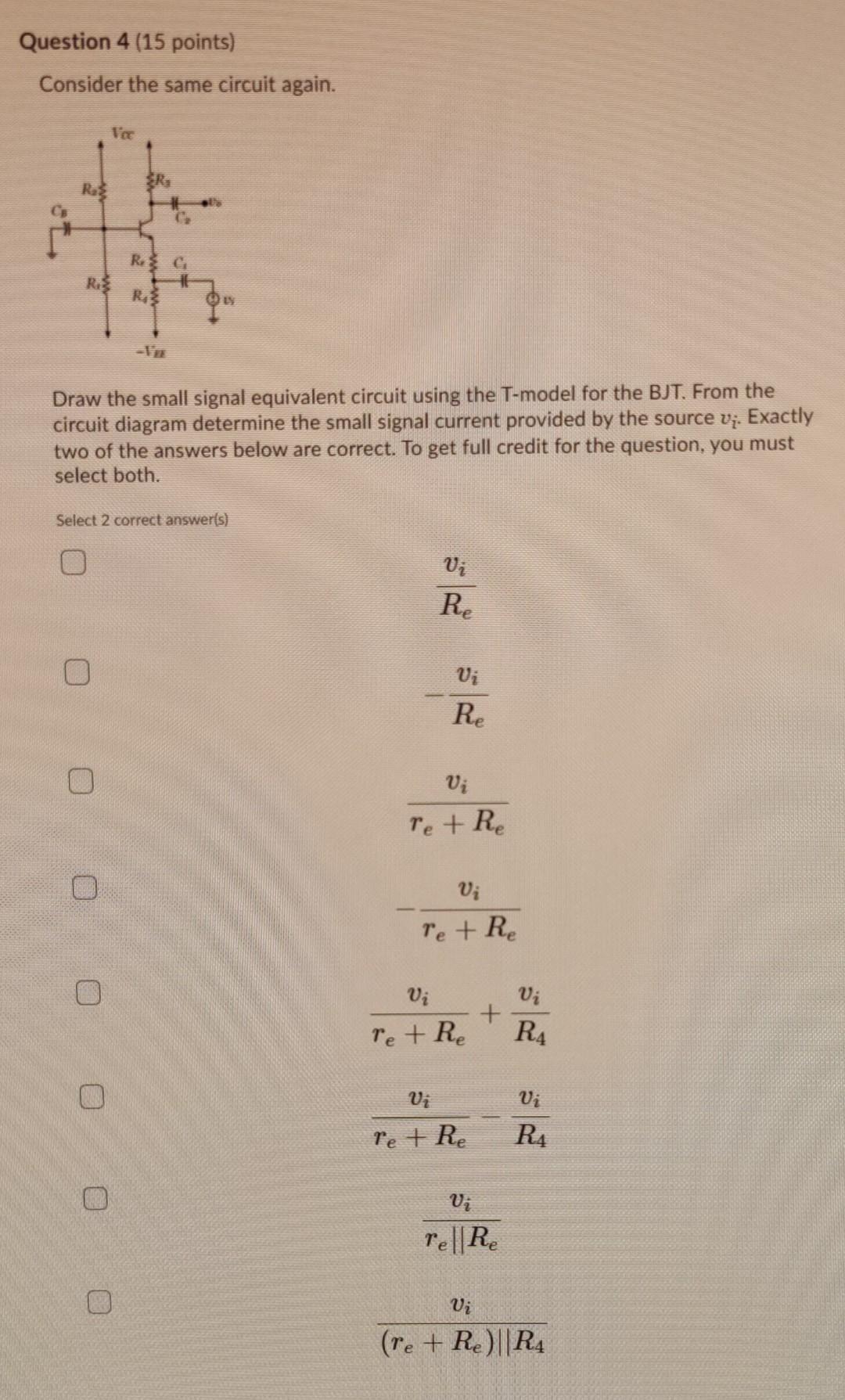 Solved Question 4 (15 points) Consider the same circuit | Chegg.com